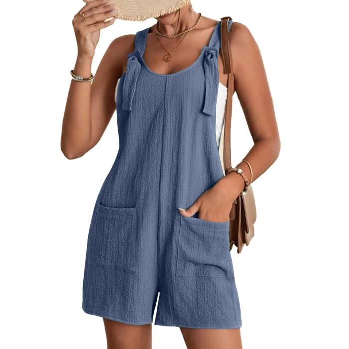 Salopette D'été Femme GRECERELLE - Sans Manches, Ample Avec Poches Et Bretelles Réglables