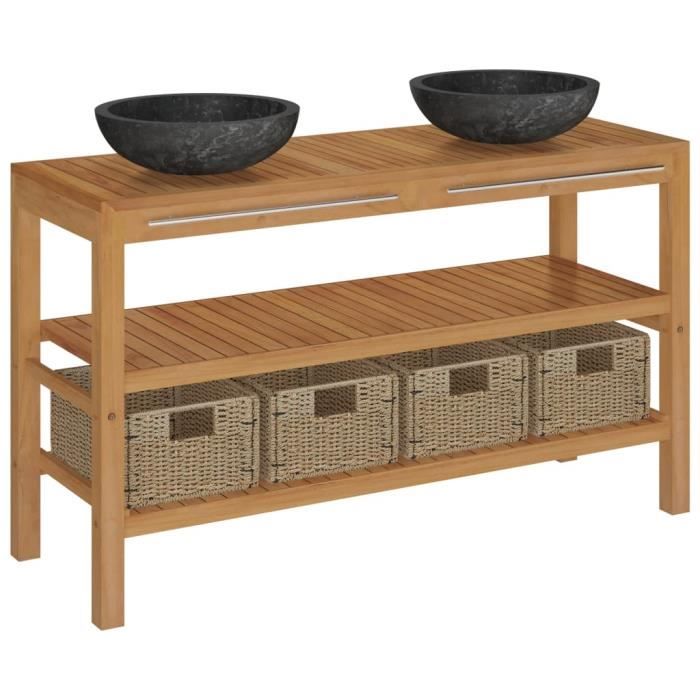 Meuble-lavabo/bureau Rivière - Petit Modèle - Cuir Noir - Neuf