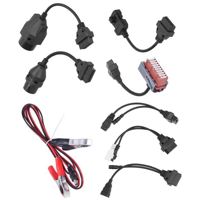 Qiilu cordon d'alimentation automatique 8 pièces ensemble complet de câbles de voiture OBD Kit de cordon d'alimentation de ligne