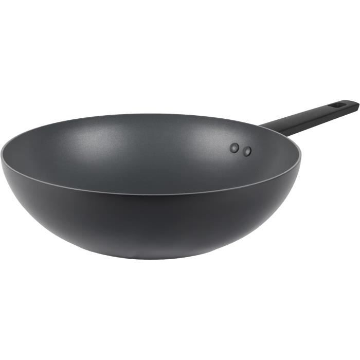 Wok 28cm Aluminium Anti-Adhésif IRIS Menastyl - Poignée Amovible Compatible Induction