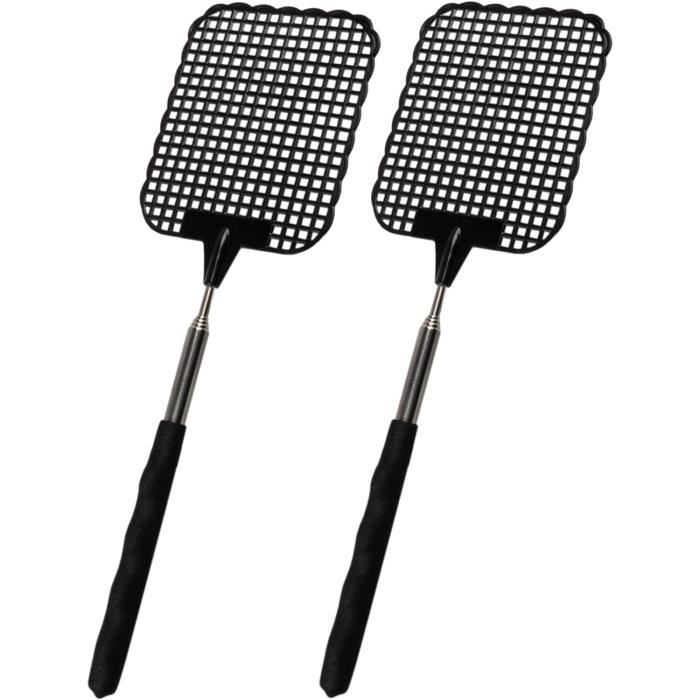 Tapette à Mouches Télescopique - Longueur 26 à 72 Cm - Manche Ergonomique - Surface Frappe Souple - Lot De 2