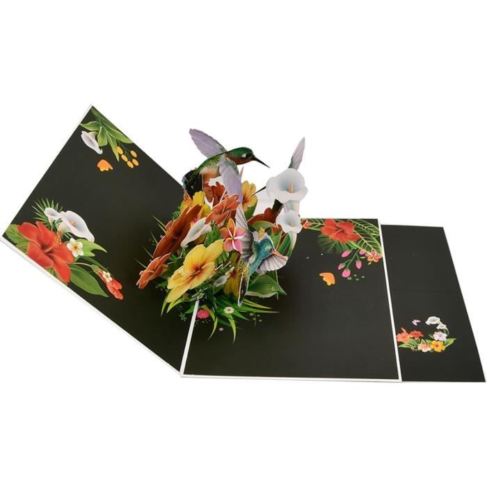 Carte Pop-up Avec Papillons Et Fleurs Colorés - Carte D'anniversaire 3D Pour Femme, Carte Fleurie 3D Pour La Fête Des Mères, Carte De Prompt Rétablissement Et De Remerciement - France