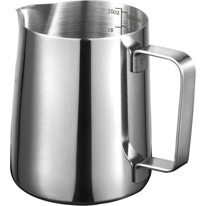 Anpro Pichet à lait en acier inoxydable 304 - Tasse à lait - Pichet à mousser le lait 600 ml/20 oz avec repères de mesure