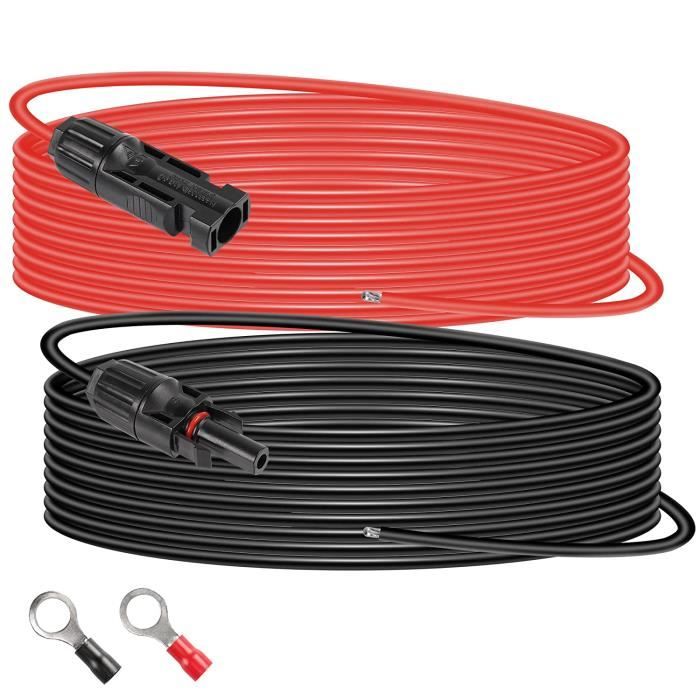 CERRXIAN Câble D’Extension Solaire 10 AWG 5 M – Connecteurs MC4 Mâle/Femelle + Joint Torique, Pour Panneaux Solaires Et Contrôleur De Charge