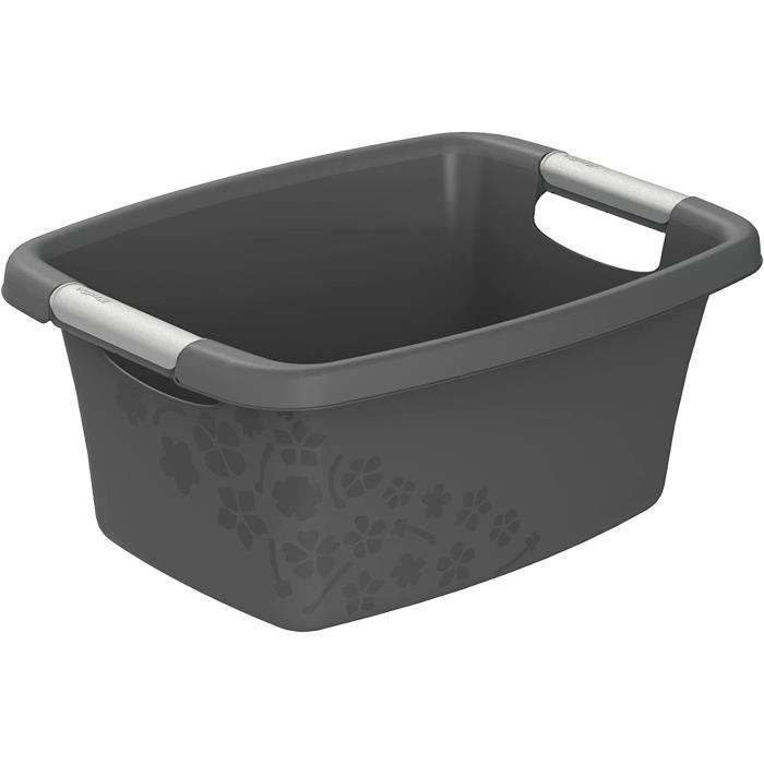 Rotho Country Panier à Linge 40L - Plastique PP Sans BPA Blanc Avec Poignées Et Aération (58x38.9x25.1 Cm)