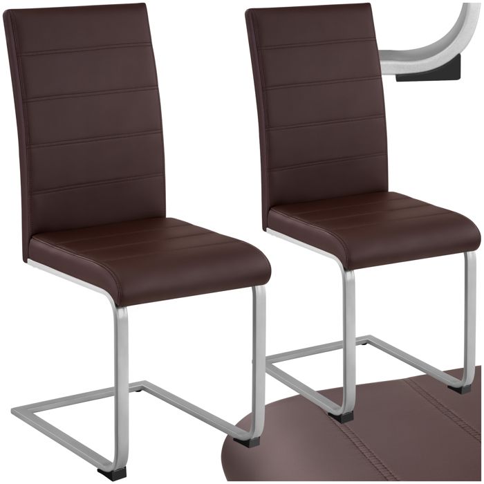 Chaises - TECTAKE - Lot de 2 chaises BETTINA rembourrées en cuir synthétique dossier ergonomique 41 x 52 x 99 cm - Cappuccino