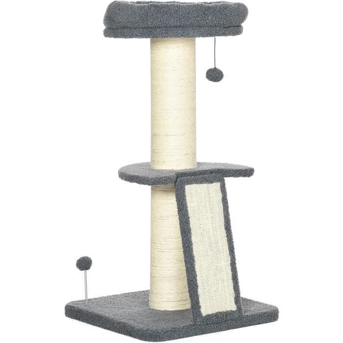 Griffoir Pour Chat En Sisal Naturel Avec 2 Balles Suspendues