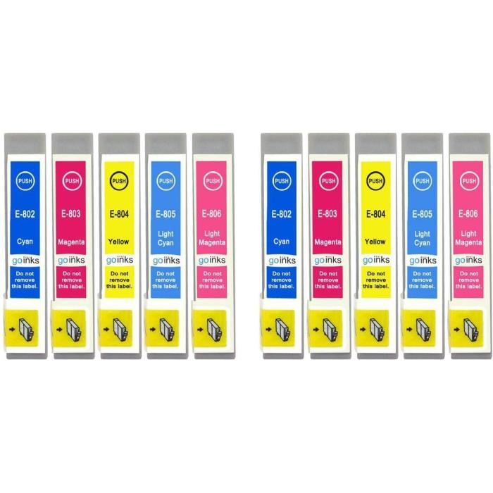 2 Full Sets Compatible Printer Ink Cartridges – Replacement For Epson T0807, Multi-Color, Badger Inks