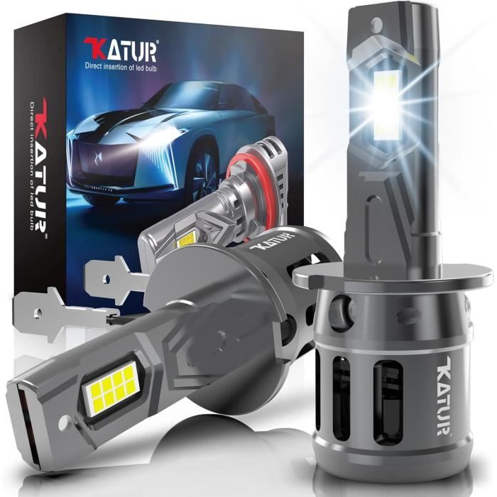 AUHSSAN Ampoule H3 LED Voiture 80W 16000LM 6500K Blanc Froid, 500% de Luminosité, LED Phare Kit Lampes Remplacement pour Halogènes, 1:1 Taille, Plug and Play, Aucun Adaptateur Requis (2 Lampes