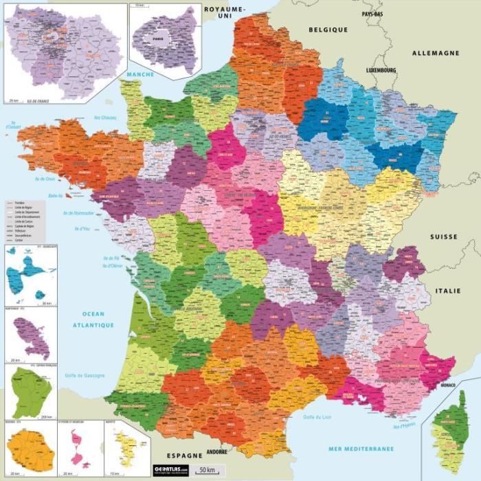 Carte Administrative 13 Regions Souple Plastifiee Achat Vente Carte Planisphere Carte Administrative 13 Reg Cdiscount