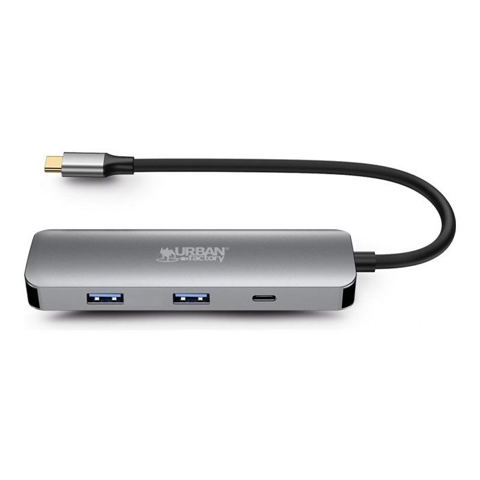 Hub USB C Urban Factory HUB USB C 4 EN 1 2x USB A 3.0 1x HDMI 4K PD Sideral
