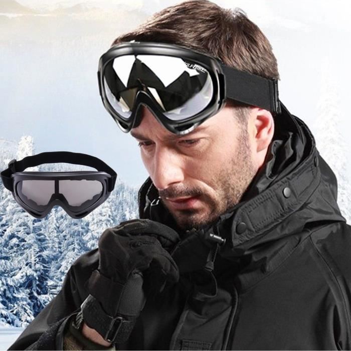 Noir masque de ski d'hiver. Lunettes de Soleil-Cyclisme-Ski-Moto. Lunettes  Sport d'hiver pour hommer et femme - Cdiscount Sport