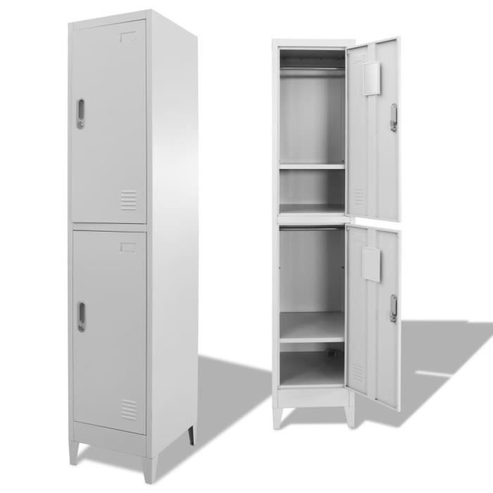 Armoire à casiers - VIDAXL - 2 Compartiments - Métal - 180 cm - Style Industriel Armoire à casiers - VIDAXL - 2 Compartiments - Métal - 180 cm - Style Industriel