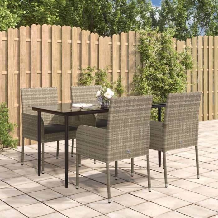 Vidaxl vidaXL Ensemble à manger de jardin avec coussins 5 pièces