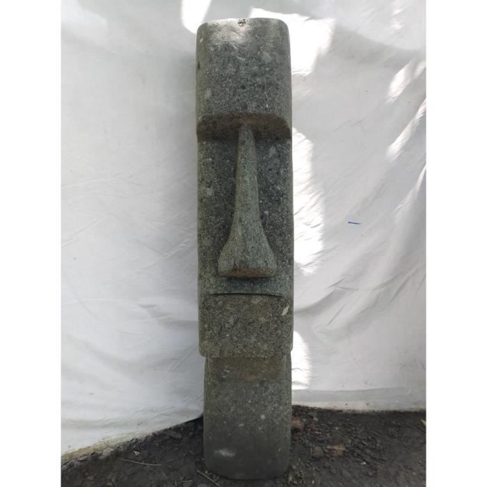 Statue moaï jardin zen roche volcanique 100 cm Cdiscount Jardin