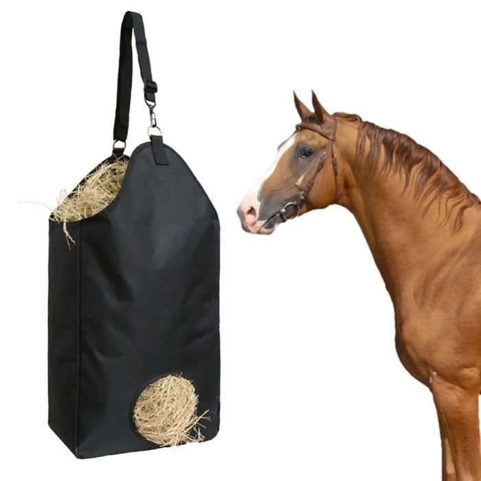 Filet à Foin Grande Capacité Pour Cheval - Nylon Noir - 100x30 Cm - Alimentation Lente