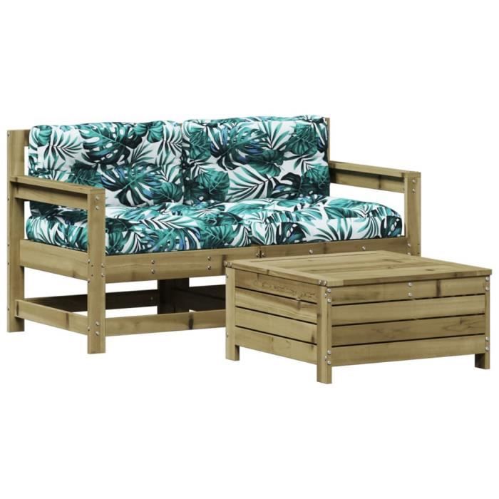 JNG Salon de jardin 3 pcs avec coussins bois de pin imprégné A3250767 JG077