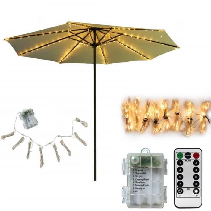 Guirlande lumineuse - ZGEER - Lampes pour Parasol 104 LED - IP67 étanche - 130 cm par branche - Énergie batterie