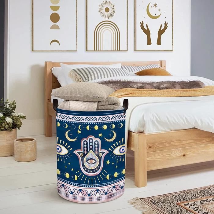 Panier à Linge 45L Pliable Motif Sirènes - Blanc, 36x45cm, étanche, Avec Housse Anti-poussière