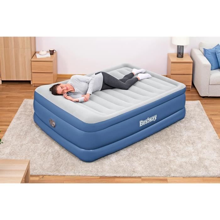 Matelas gonflable 2 personnes avec pompe électrique intégrée 203x157x47 cm gris | Leroy Merlin