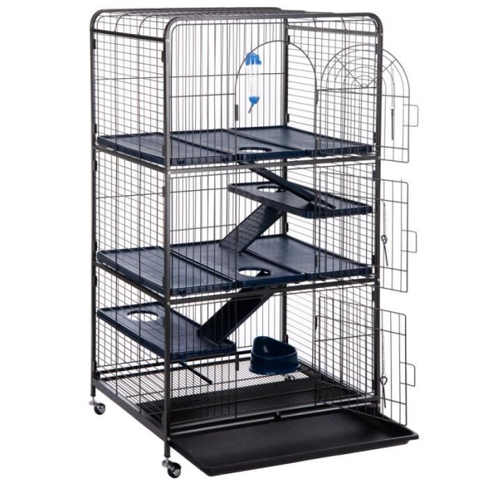 Cage Perfect Maxi pour furet et chinchilla [gris antiquebleu foncé L 79 x l 52 x H 140 cm
