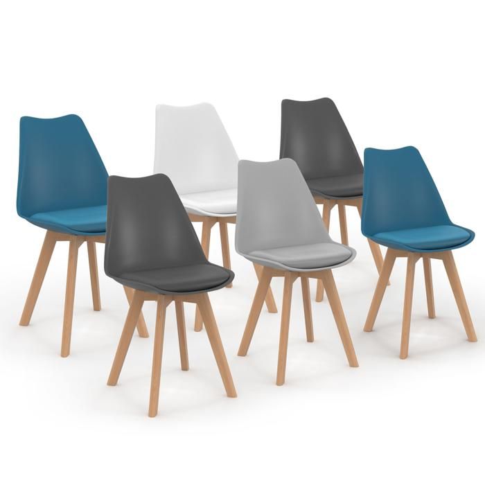 Lot De 4 Chaises Scandinaves SARA Mix Color - Gris Clair, Blanc, Gris Foncé, Vert
