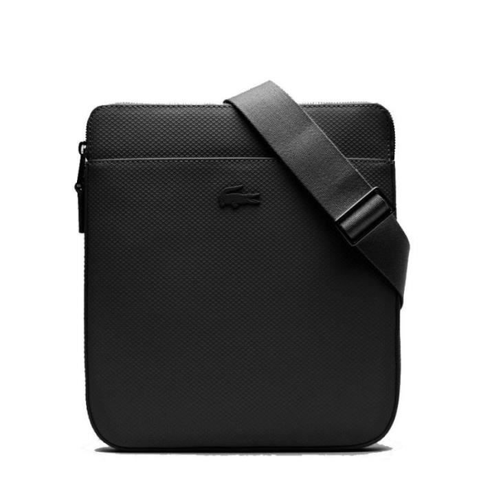 Sacoche En Cuir Noir Lacoste - Homme