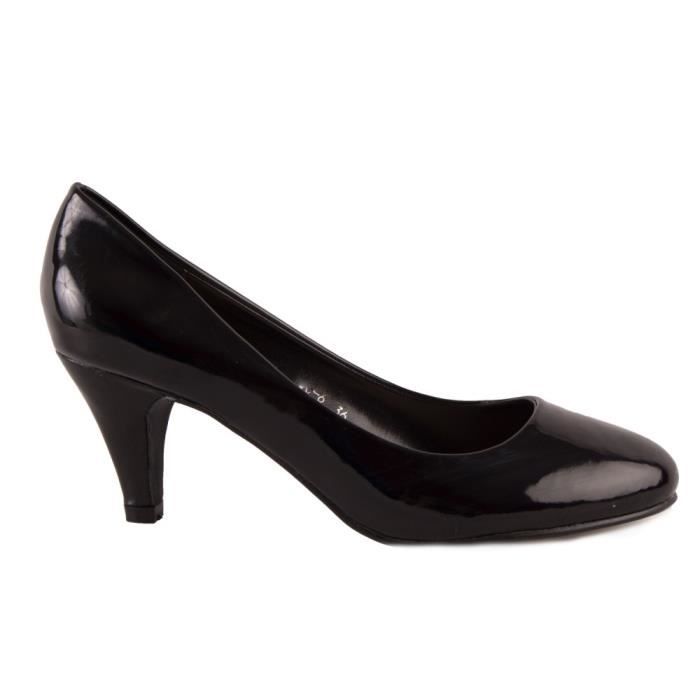 Escarpins noirs vernis bout rond top