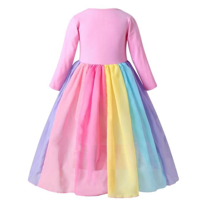AmzBarley Robe Arc en ciel pour Fille Licorne Costume de F te d