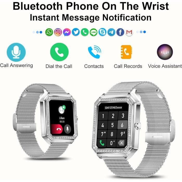 Montre Connectée Femme,4 Bracelets,1.83" Smartwatch,Fonction Féminine