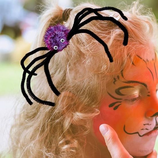 Pince à Cheveux D'Halloween Décoré D'Araignée avec Strass