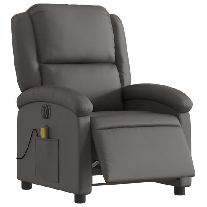 Siège Relaxation Inclinable Fauteuil Massage VidaXL - Inclinable Électrique Similicuir Gris 6 Points Vibration Siège Relaxation Vibration Similicuir