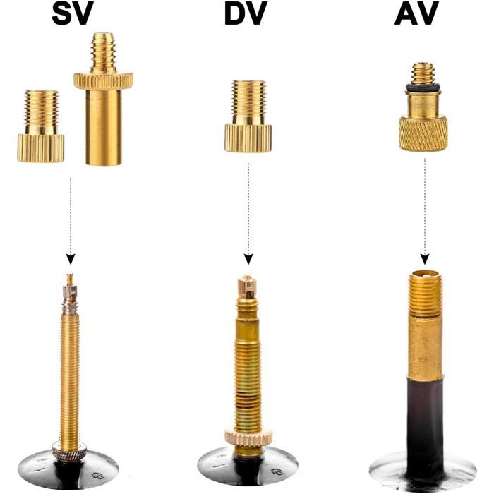 Lot De 5 Adaptateurs De Valve - Presta Vers Voiture, Pour Pompe à Air Portable (Bosch EasyPump Et Autres)
