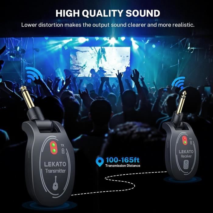 Système Sans Fil Pour Guitare/Basse - Émetteur & Récepteur 2.4 GHz, Batterie Rechargeable, Faible Latence - 4