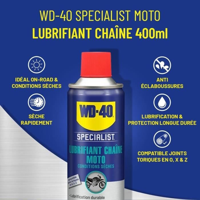 WD-40 - Lubrifiant Chaîne Moto Conditions Sèches 400Ml - Cdiscount Auto