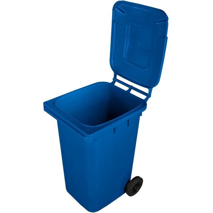 Conteneur à déchets 240 L bleu - 1067 x 580 x 730 mm - Poubelle à roulettes  extérieur - Idéal pour le tri - Poubelle grande contenance - Conteneur à  ordures : : Cuisine et Maison