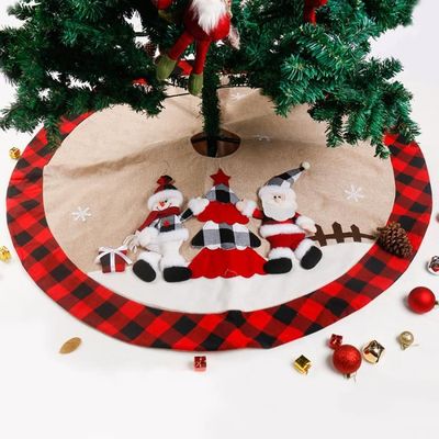 Jupe De Sapin De Noël Double Couche - Décoration Festive Moelleuse Et Moderne - 122 Cm - Multicolore