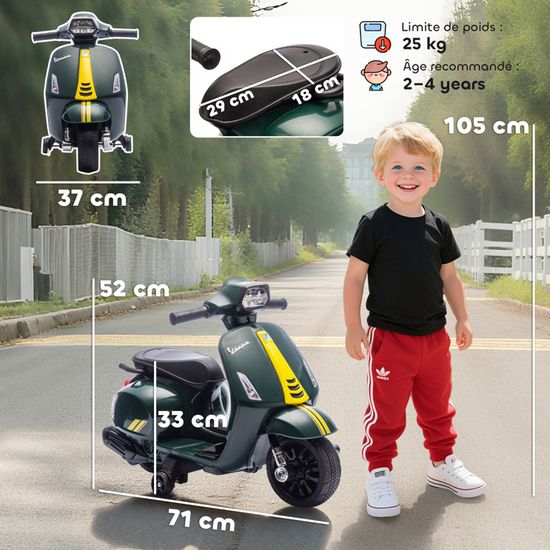 AIYAPLAY Moto électrique Pour Enfants De 2-6 Ans Avec Batterie 6V Phare Klaxon Et Roues Auxiliaires Blanc~21evfa0rq2000