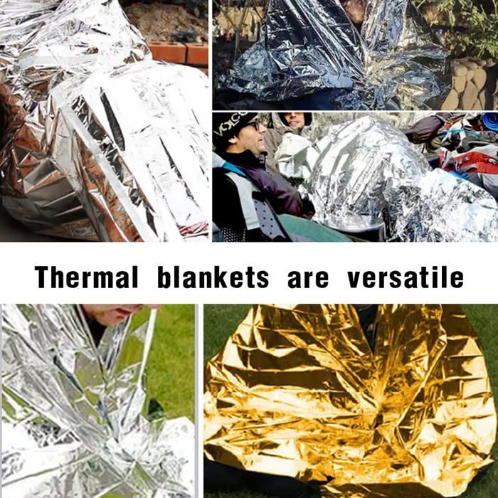 Lot De 5 Couvertures De Survie - Aluminium 160x210 Cm - Avec 3 Sifflets - Compactes - Pour Randonnée, Camping, Urgence