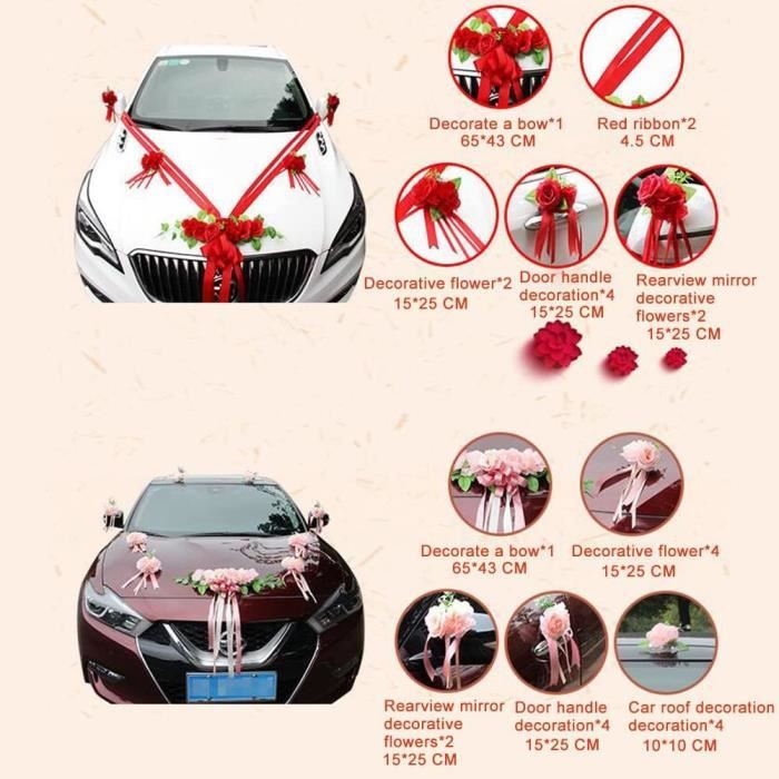 Ihreesy Du00e9coration De Voiture De Mariage, Voiture De Mariage De Ruban Grand Noeud Papillon Du00e9coration De Fleur Avant De Voiture De Mariage Romantique Rose Ruban Du00e9coration De Fu00eate De Mariage,Violet