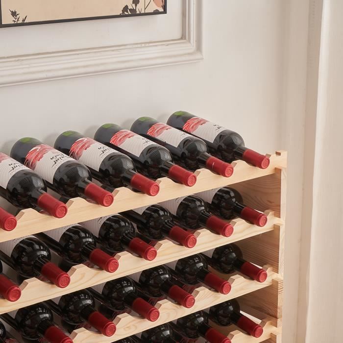 Étagère à vin FAN Range Bouteille - 6 couches de 60 bouteilles - Marron -  Bois massif - Design contemporain - Cdiscount Maison
