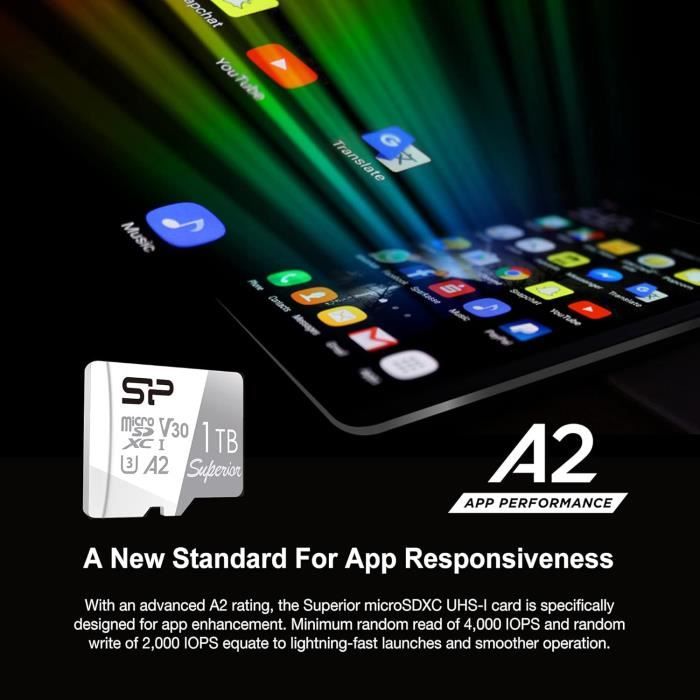 Carte Micro SD 512GB Classe A1 - Avec Adaptateur SD, Pour Smartphone Android, Stockage 4K