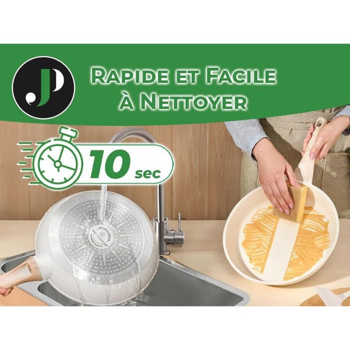 Batterie De Cuisine Induction 15 Pièces Just Perfecto - Poêles Et Casseroles Antiadhésives Granit, Wok, Ustensiles - 4