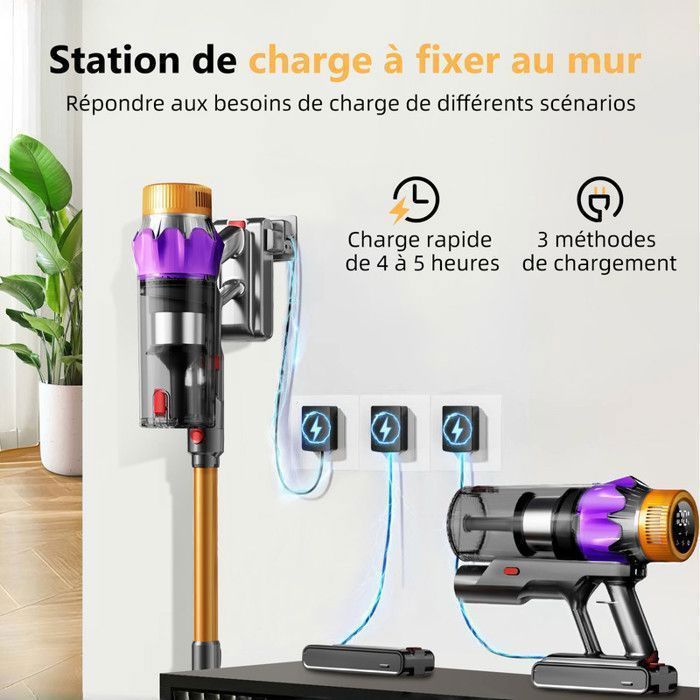 Aspirateur balais sans HONITURE S12 33Kpa / 55min 1,2L - Bleu