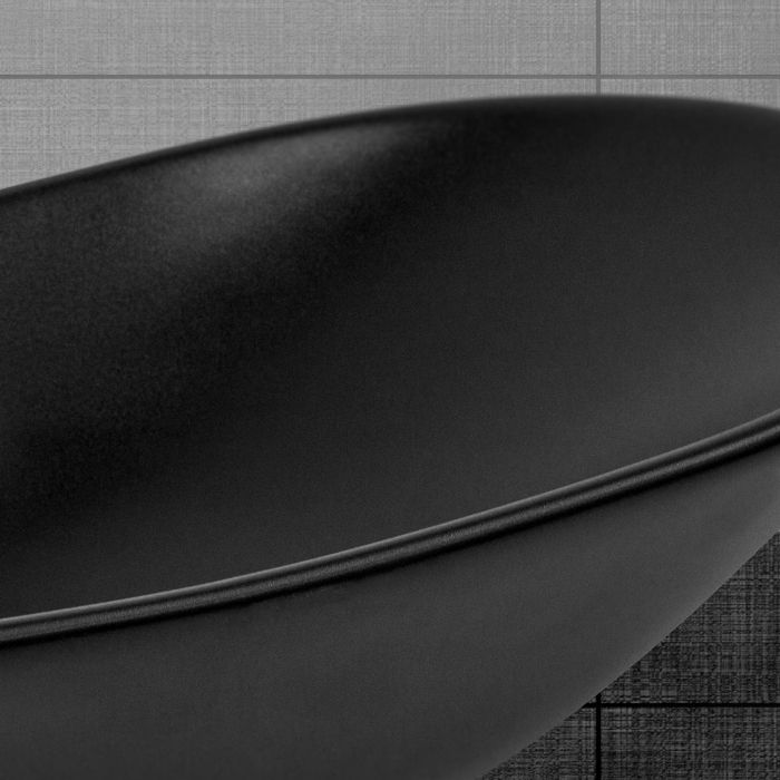 Lavabo En Céramique Noir Mat à Poser 600x425x145mm | Marque LuxeBath | Fabrication Allemagne | Neuf