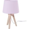 Lampe scandinave 3 pieds en bois rose-0