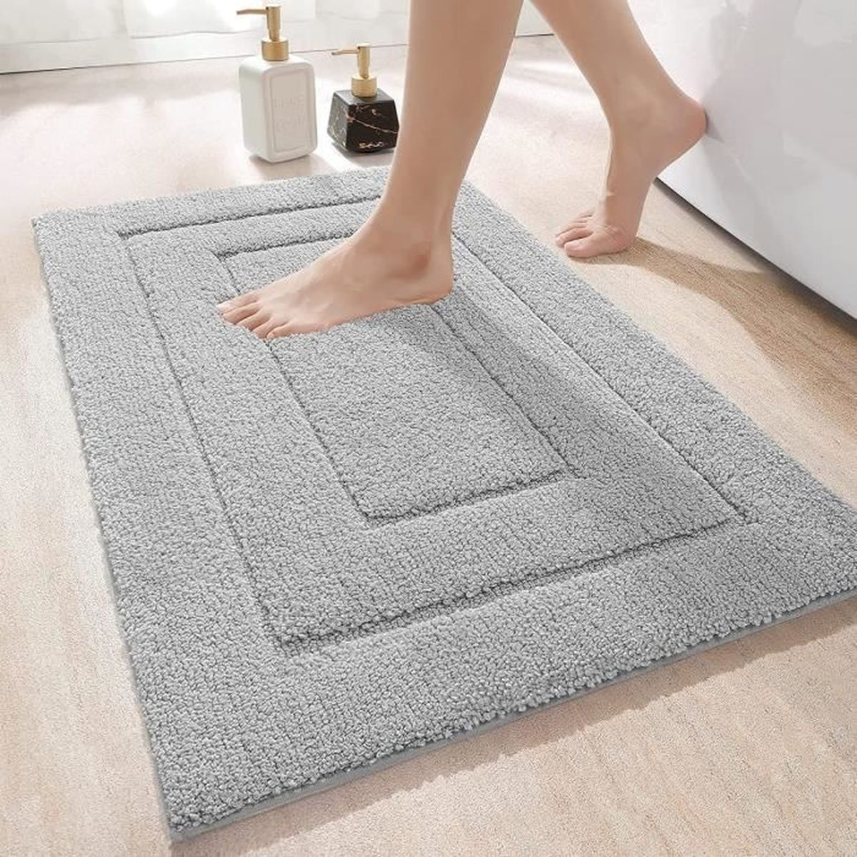 Tapis De Bain épais Et Moelleux Apis De Bain Antidérapant,Tapis Salle Bain Moelleux en Microfibre,Absorbant  l'eau,Extra Epais Tapis de Douche pour Salle de Bain - Cdiscount Maison