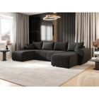 MEUBLESLINE Canapé d’angle panoramique MOLIA en U Gris Foncée