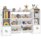 Meuble rangement enfant - AIYAPLAY - 8 bacs amovibles - MDF et acier - 140 x 30 x 90 cm - blanc