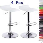 JEOBEST® Tabouret de bar lot de 4 design en similicuir blanc et métal chromé,tabourets réglables